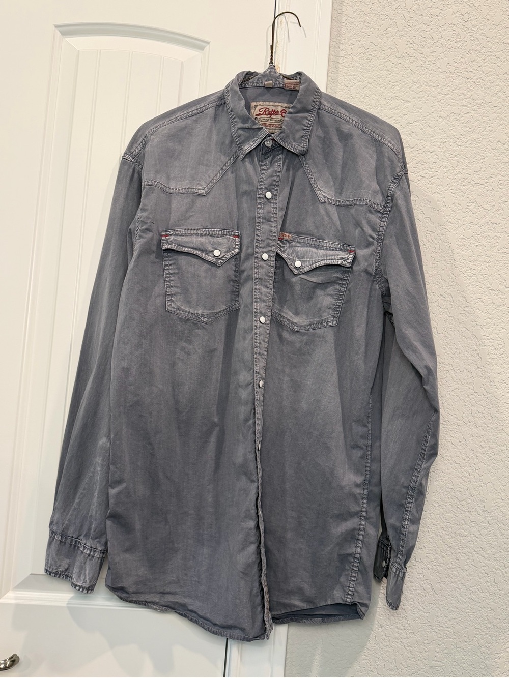 Rafter C Casual Washed Gray Western Button-Down Shirt